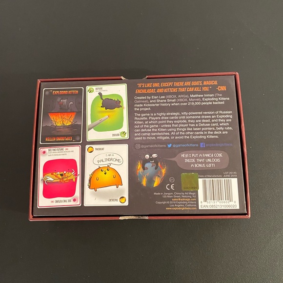Exploding Kittens card game.  EUC - Picture 2 of 2